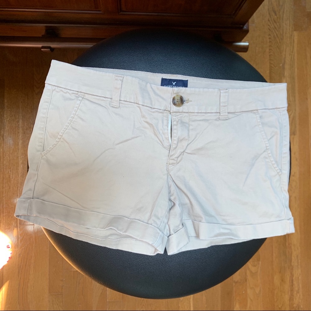 AEO Tan Khaki Midi Shorts